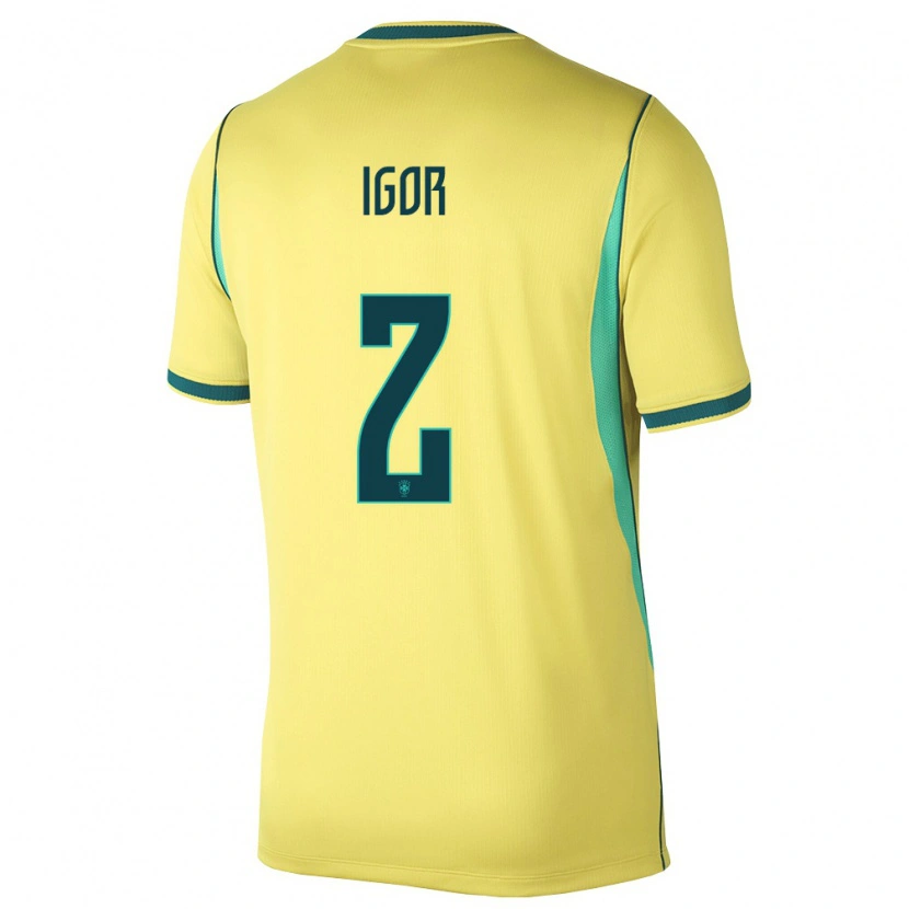 Danxen Mujer Camiseta Brasil Igor Serrote #2 Amarillo Verde 1ª Equipación 26-28 La Camisa