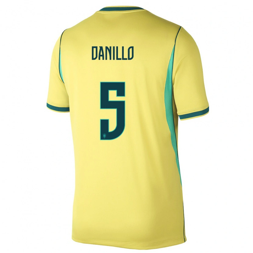 Danxen Mujer Camiseta Brasil Danillo #5 Amarillo Verde 1ª Equipación 26-28 La Camisa