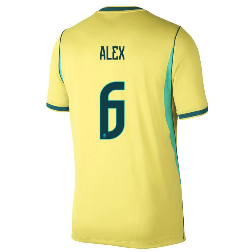 Danxen Mujer Camiseta Brasil Alex #6 Amarillo Verde 1ª Equipación 26-28 La Camisa