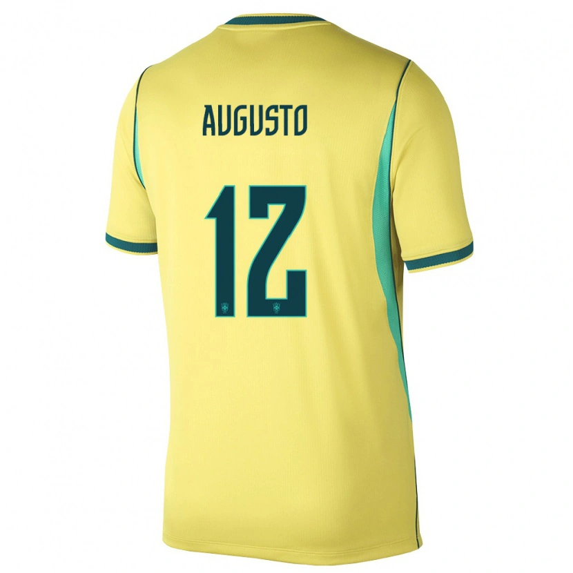 Danxen Mujer Camiseta Brasil Cesar Augusto #12 Amarillo Verde 1ª Equipación 26-28 La Camisa