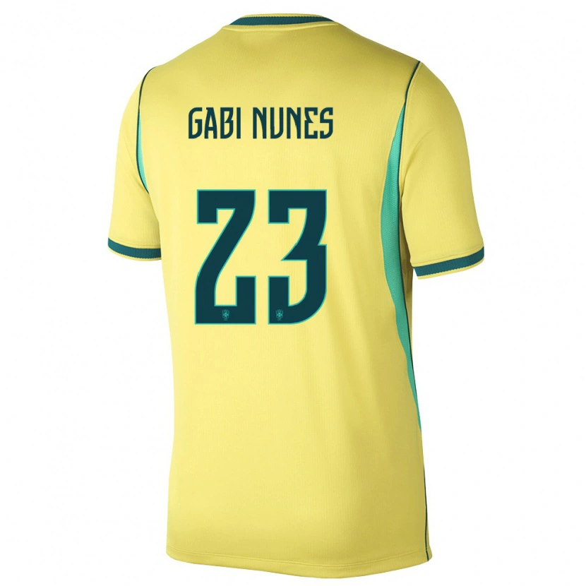 Danxen Mujer Camiseta Brasil Gabi Nunes #23 Amarillo Verde 1ª Equipación 26-28 La Camisa