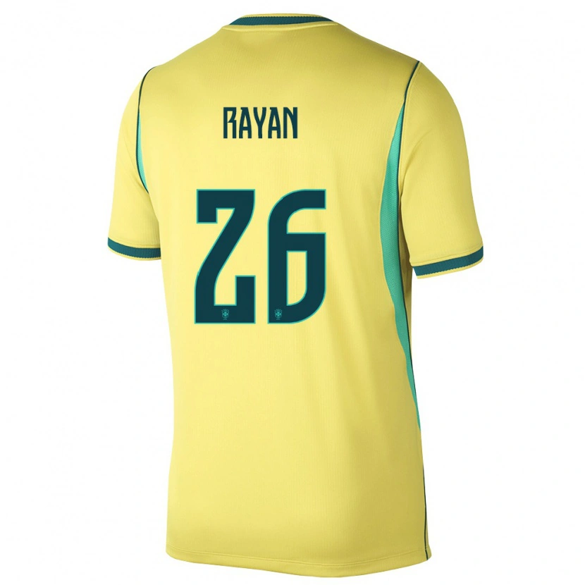 Danxen Mujer Camiseta Brasil Rayan #26 Amarillo Verde 1ª Equipación 26-28 La Camisa