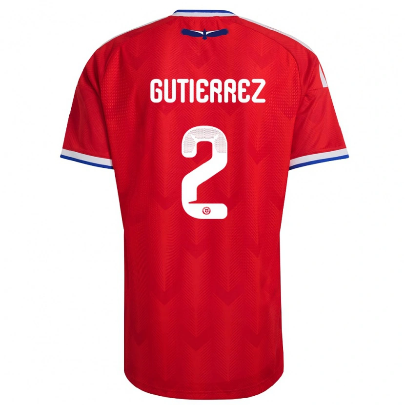 Danxen Mujer Camiseta Chile Joaquín Gutiérrez #2 Rojo Blanco Azul 1ª Equipación 26-28 La Camisa