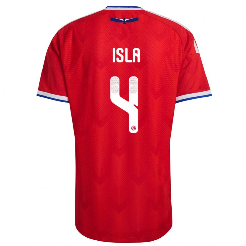 Danxen Mujer Camiseta Chile Mauricio Isla #4 Rojo Blanco Azul 1ª Equipación 26-28 La Camisa