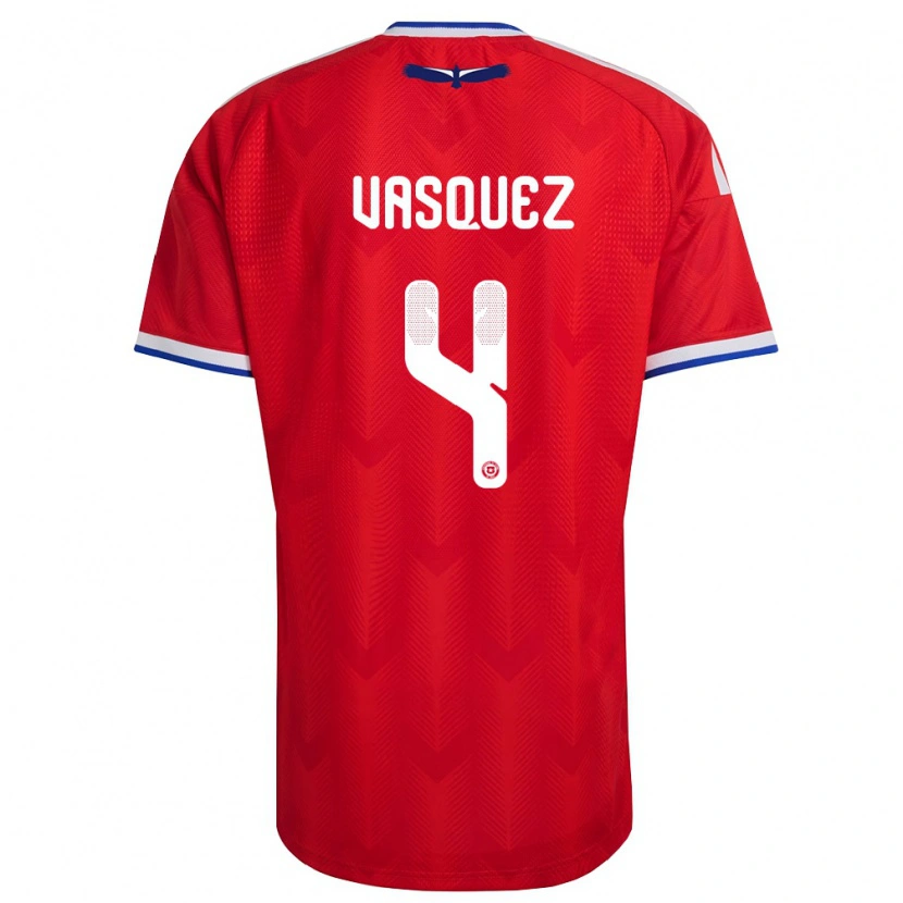 Danxen Mujer Camiseta Chile Matías Vásquez #4 Rojo Blanco Azul 1ª Equipación 26-28 La Camisa