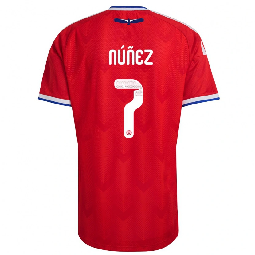 Danxen Mujer Camiseta Chile Marcelino Núñez #7 Rojo Blanco Azul 1ª Equipación 26-28 La Camisa