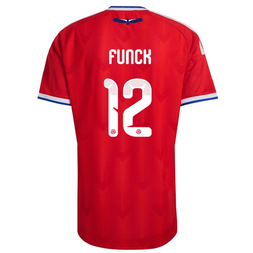 Danxen Mujer Camiseta Chile Martina Funck #12 Rojo Blanco Azul 1ª Equipación 26-28 La Camisa