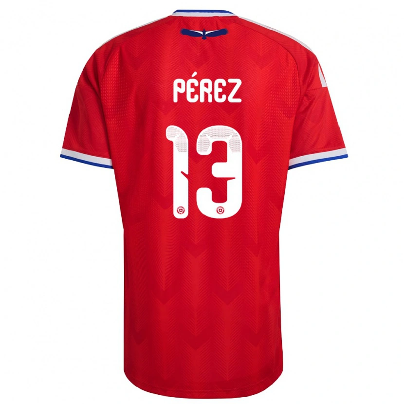 Danxen Mujer Camiseta Chile Matías Pérez #13 Rojo Blanco Azul 1ª Equipación 26-28 La Camisa