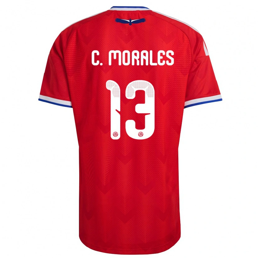 Danxen Mujer Camiseta Chile Cristián Morales #13 Rojo Blanco Azul 1ª Equipación 26-28 La Camisa