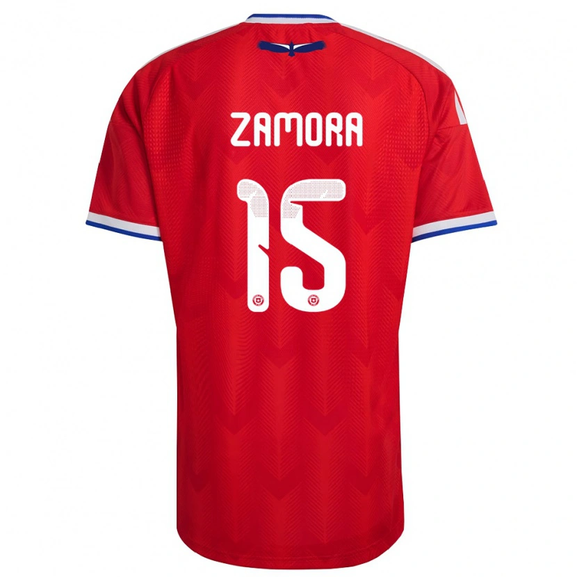 Danxen Mujer Camiseta Chile Daniela Zamora #15 Rojo Blanco Azul 1ª Equipación 26-28 La Camisa