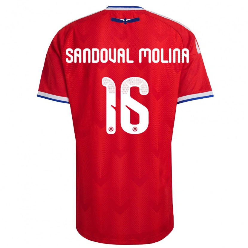 Danxen Mujer Camiseta Chile Mario Sandoval #16 Rojo Blanco Azul 1ª Equipación 26-28 La Camisa