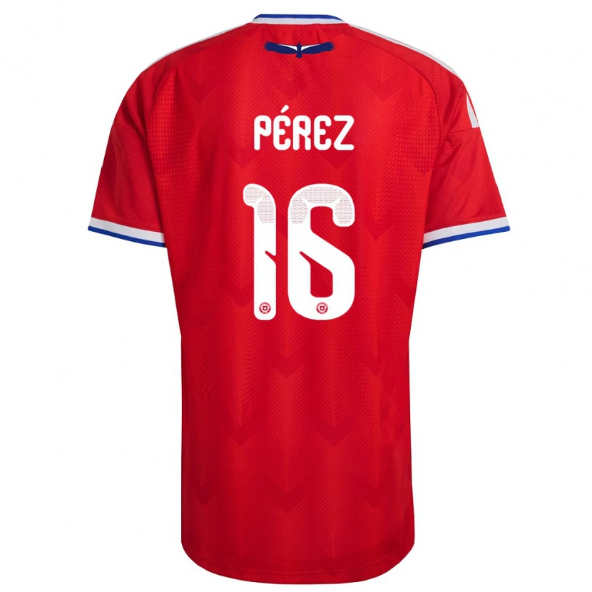 Danxen Mujer Camiseta Chile Nicolás Pérez #16 Rojo Blanco Azul 1ª Equipación 26-28 La Camisa