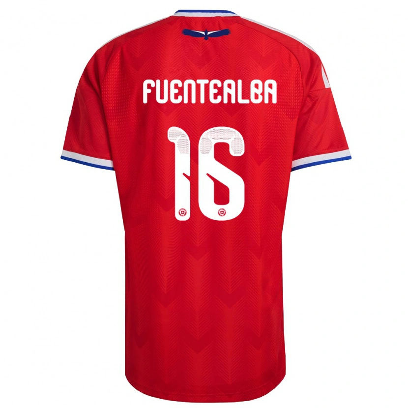 Danxen Mujer Camiseta Chile Jeison Fuentealba #16 Rojo Blanco Azul 1ª Equipación 26-28 La Camisa