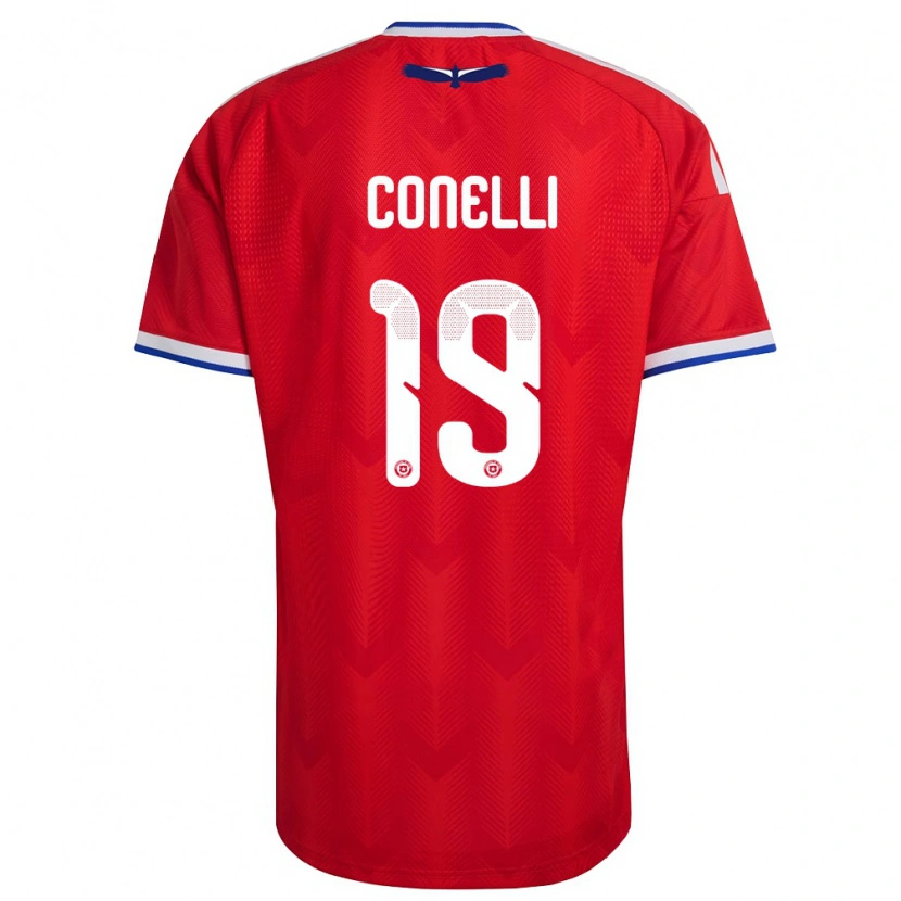 Danxen Mujer Camiseta Chile Vicente Conelli #19 Rojo Blanco Azul 1ª Equipación 26-28 La Camisa