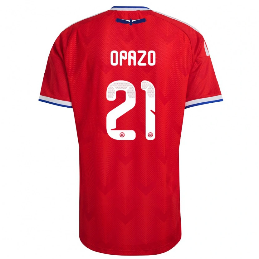 Danxen Mujer Camiseta Chile Diego Opazo #21 Rojo Blanco Azul 1ª Equipación 26-28 La Camisa