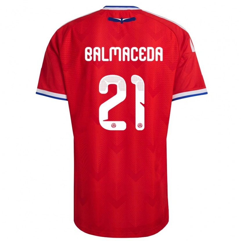 Danxen Mujer Camiseta Chile Rosario Balmaceda #21 Rojo Blanco Azul 1ª Equipación 26-28 La Camisa
