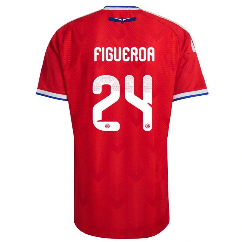 Danxen Mujer Camiseta Chile Ámbar Figueroa #24 Rojo Blanco Azul 1ª Equipación 26-28 La Camisa