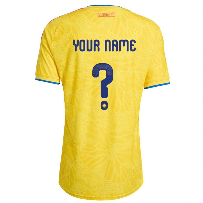 Danxen Mujer Camiseta Colombia Su Nombre #0 Amarillo Azul Rojo 1ª Equipación 26-28 La Camisa