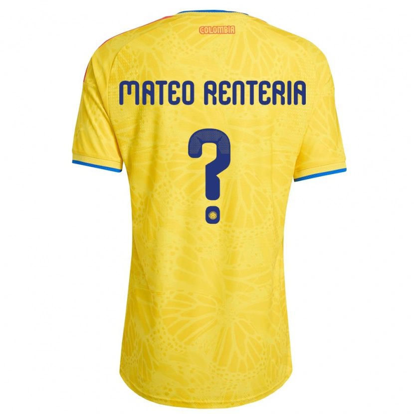 Danxen Mujer Camiseta Colombia Luis Mateo Renteria #0 Amarillo Azul Rojo 1ª Equipación 26-28 La Camisa