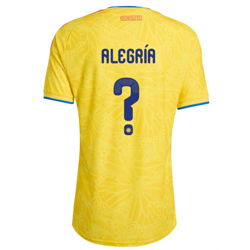 Danxen Mujer Camiseta Colombia Juan Alegría #0 Amarillo Azul Rojo 1ª Equipación 26-28 La Camisa