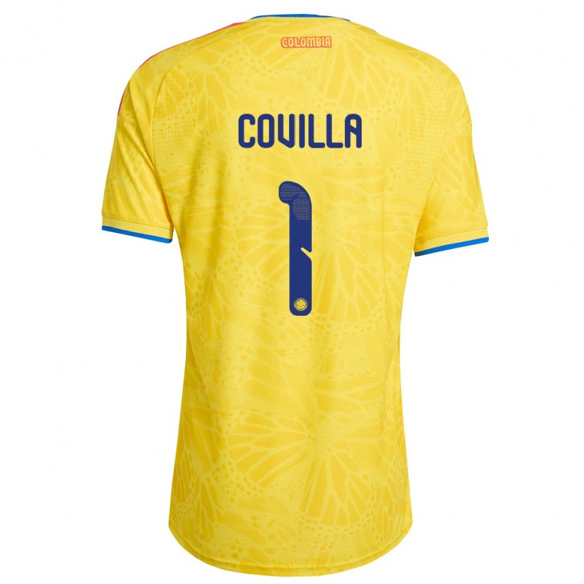 Danxen Mujer Camiseta Colombia Juan Covilla #1 Amarillo Azul Rojo 1ª Equipación 26-28 La Camisa