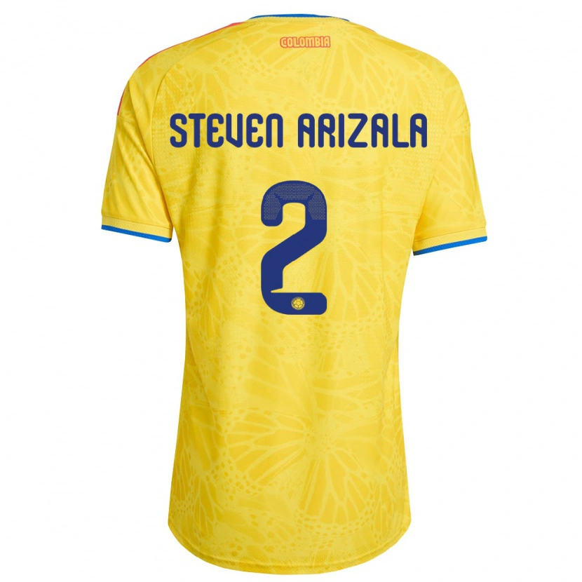 Danxen Mujer Camiseta Colombia Elver Steven Arizala #2 Amarillo Azul Rojo 1ª Equipación 26-28 La Camisa