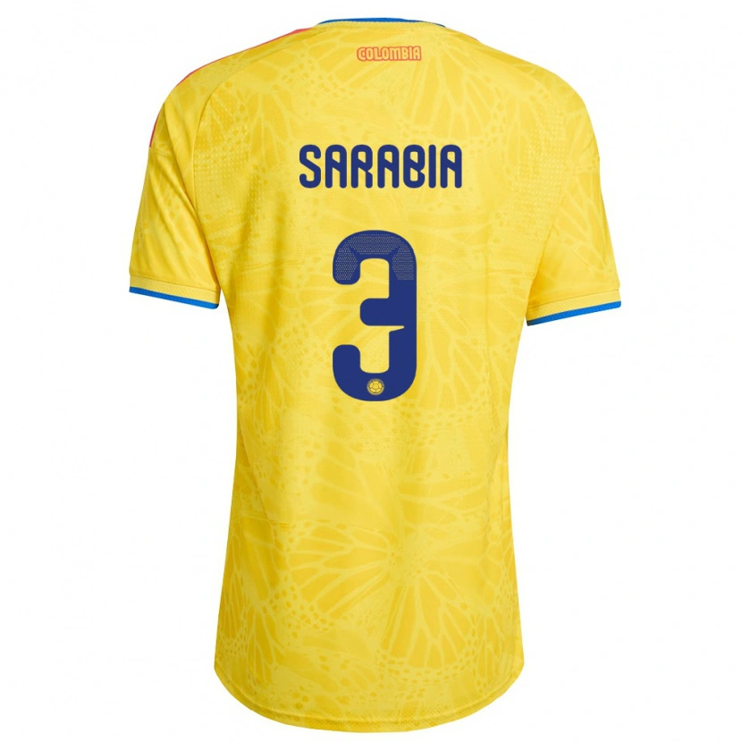 Danxen Mujer Camiseta Colombia Carlos Sarabia #3 Amarillo Azul Rojo 1ª Equipación 26-28 La Camisa