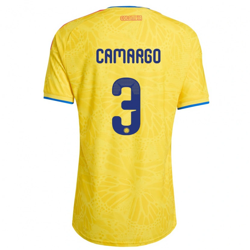 Danxen Mujer Camiseta Colombia Andrés Camargo #3 Amarillo Azul Rojo 1ª Equipación 26-28 La Camisa