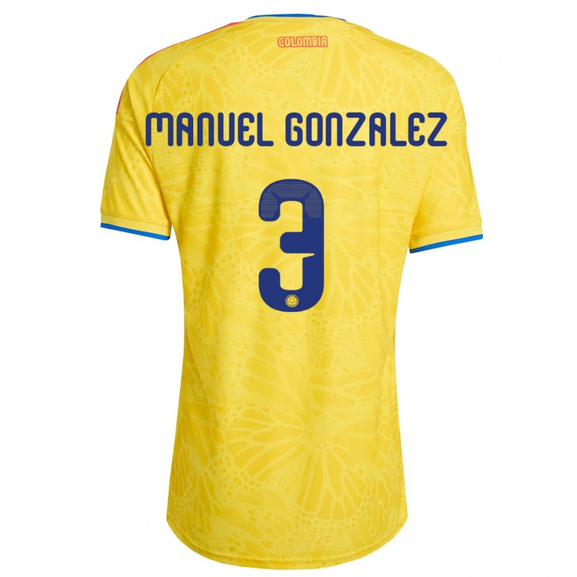 Danxen Mujer Camiseta Colombia Carlos Manuel González #3 Amarillo Azul Rojo 1ª Equipación 26-28 La Camisa