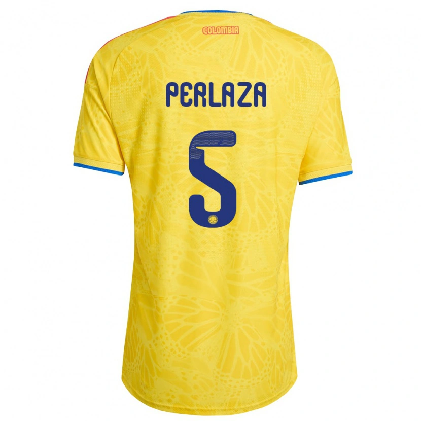 Danxen Mujer Camiseta Colombia Stefania Perlaza #5 Amarillo Azul Rojo 1ª Equipación 26-28 La Camisa