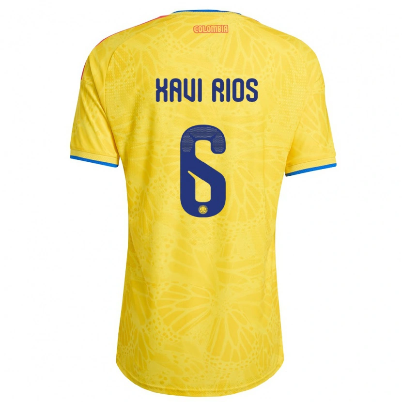 Danxen Mujer Camiseta Colombia Xavi Ríos #6 Amarillo Azul Rojo 1ª Equipación 26-28 La Camisa