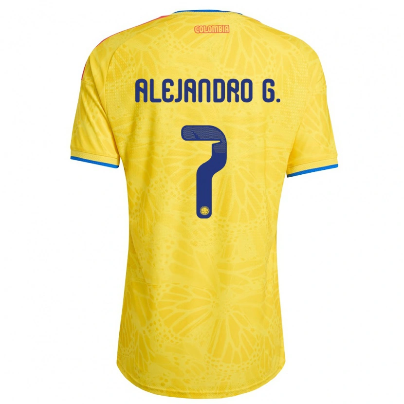Danxen Mujer Camiseta Colombia Alejandro García #7 Amarillo Azul Rojo 1ª Equipación 26-28 La Camisa
