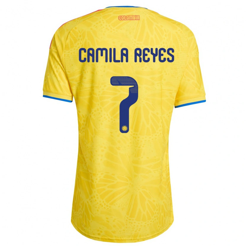 Danxen Mujer Camiseta Colombia María Camila Reyes #7 Amarillo Azul Rojo 1ª Equipación 26-28 La Camisa