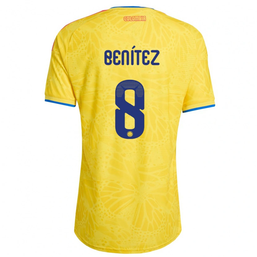 Danxen Mujer Camiseta Colombia Royner Benítez #8 Amarillo Azul Rojo 1ª Equipación 26-28 La Camisa