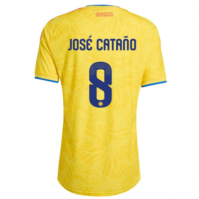 Danxen Mujer Camiseta Colombia Juan José Cataño #8 Amarillo Azul Rojo 1ª Equipación 26-28 La Camisa