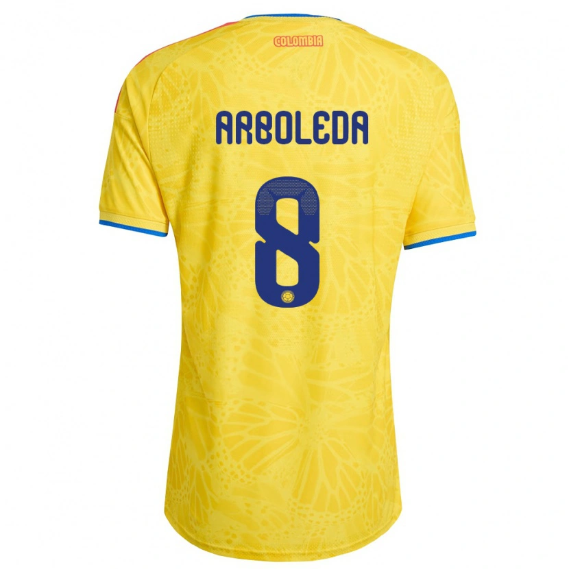 Danxen Mujer Camiseta Colombia Jordan Arboleda #8 Amarillo Azul Rojo 1ª Equipación 26-28 La Camisa