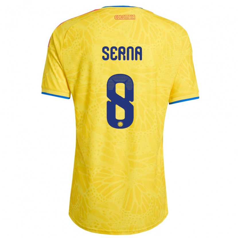 Danxen Mujer Camiseta Colombia Liced Serna #8 Amarillo Azul Rojo 1ª Equipación 26-28 La Camisa