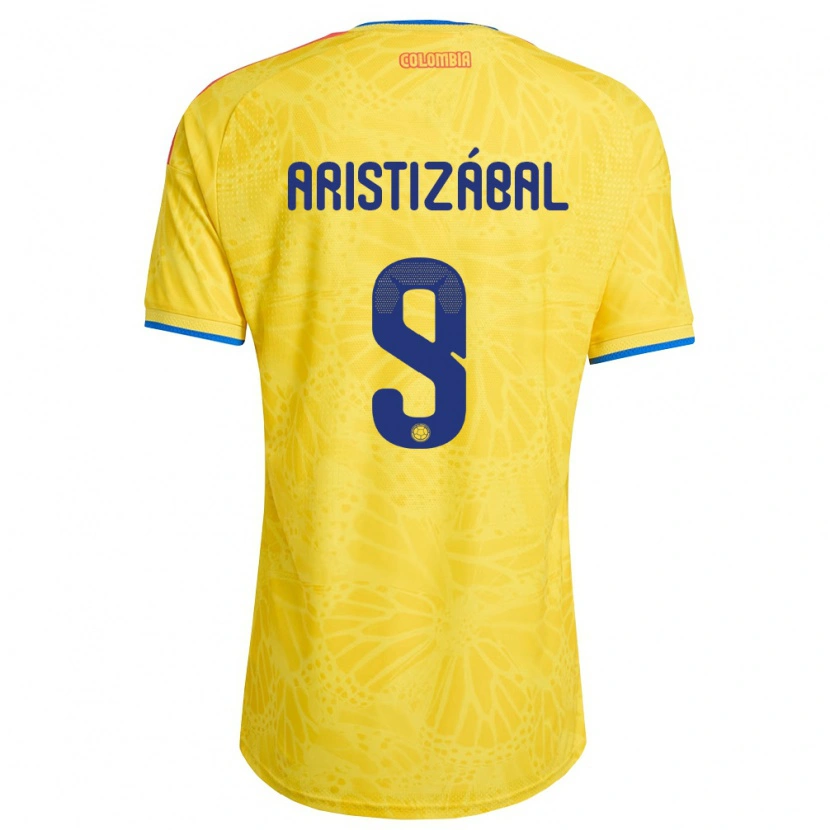 Danxen Mujer Camiseta Colombia Emilio Aristizábal #9 Amarillo Azul Rojo 1ª Equipación 26-28 La Camisa