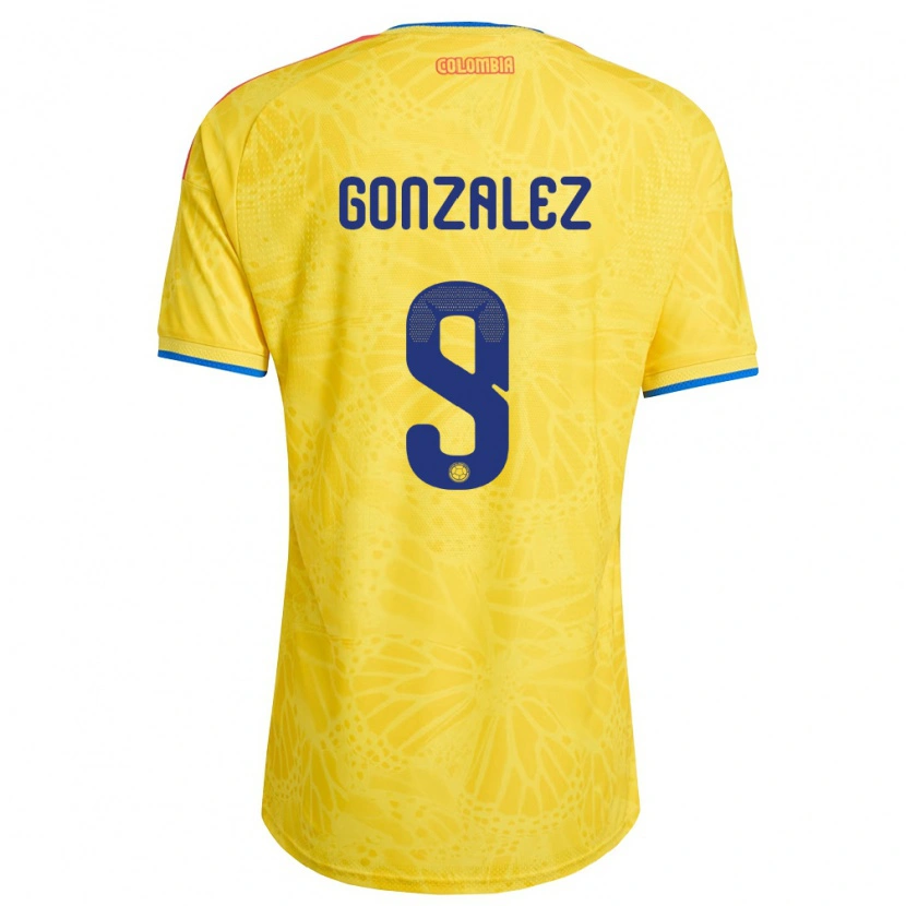 Danxen Mujer Camiseta Colombia Manuela González #9 Amarillo Azul Rojo 1ª Equipación 26-28 La Camisa