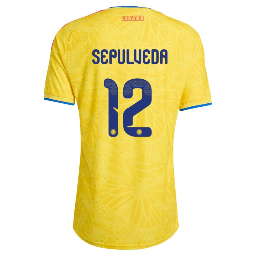 Danxen Mujer Camiseta Colombia Sandra Sepúlveda #12 Amarillo Azul Rojo 1ª Equipación 26-28 La Camisa