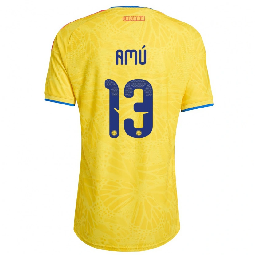 Danxen Mujer Camiseta Colombia Camilo Amú #13 Amarillo Azul Rojo 1ª Equipación 26-28 La Camisa