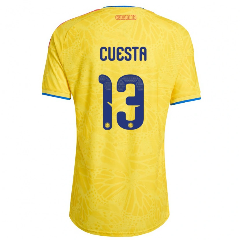 Danxen Mujer Camiseta Colombia Jeymar Cuesta #13 Amarillo Azul Rojo 1ª Equipación 26-28 La Camisa
