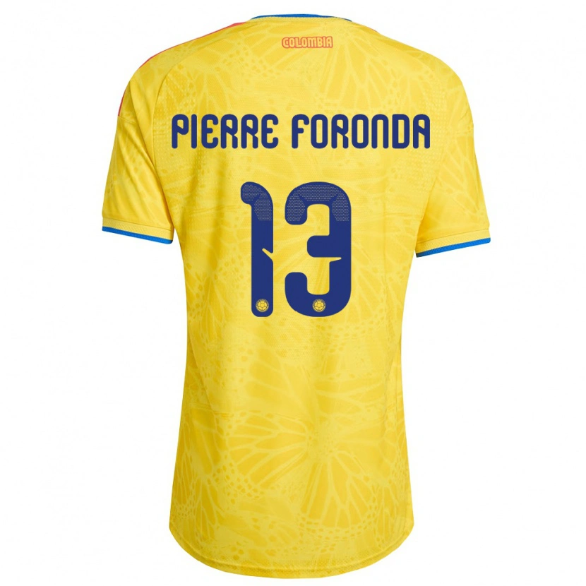Danxen Mujer Camiseta Colombia Jean Pierre Foronda #13 Amarillo Azul Rojo 1ª Equipación 26-28 La Camisa