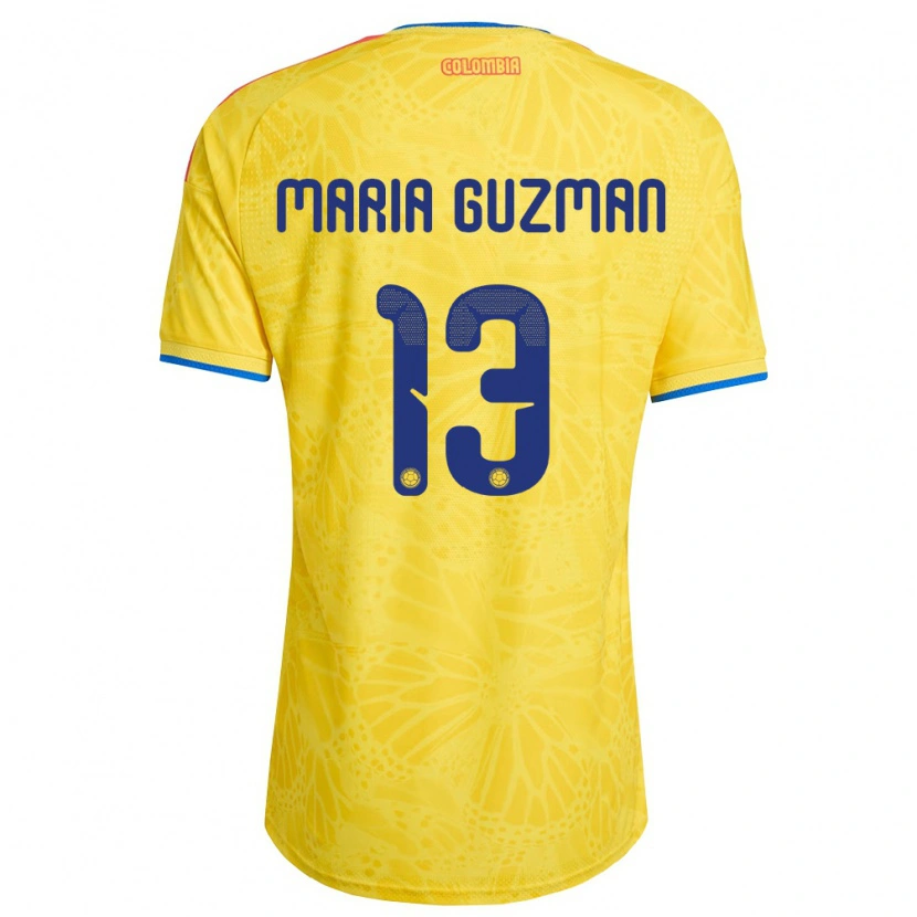 Danxen Mujer Camiseta Colombia Ana María Guzmán #13 Amarillo Azul Rojo 1ª Equipación 26-28 La Camisa