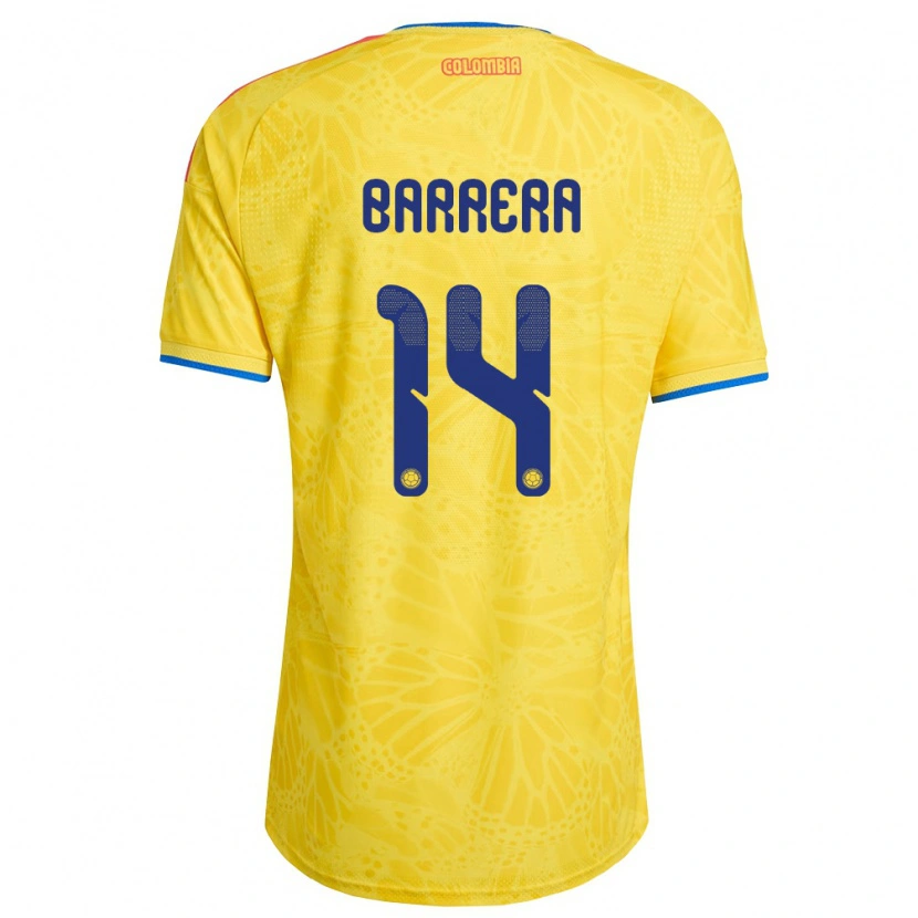 Danxen Mujer Camiseta Colombia Jordan Barrera #14 Amarillo Azul Rojo 1ª Equipación 26-28 La Camisa