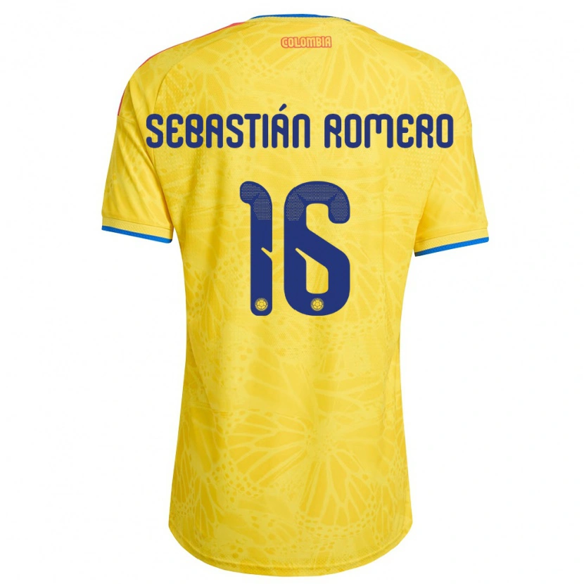 Danxen Mujer Camiseta Colombia Joel Sebastián Romero #16 Amarillo Azul Rojo 1ª Equipación 26-28 La Camisa