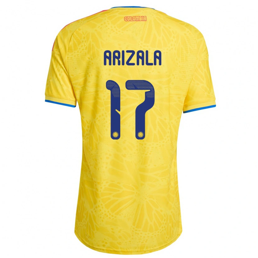 Danxen Mujer Camiseta Colombia Juan Arizala #17 Amarillo Azul Rojo 1ª Equipación 26-28 La Camisa
