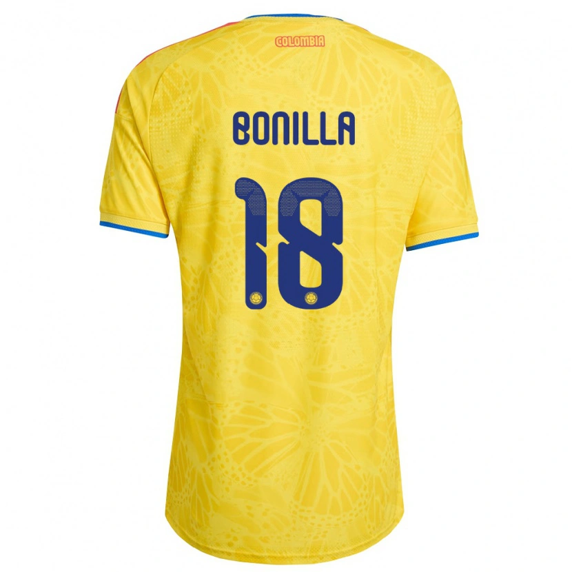 Danxen Mujer Camiseta Colombia Wendy Bonilla #18 Amarillo Azul Rojo 1ª Equipación 26-28 La Camisa