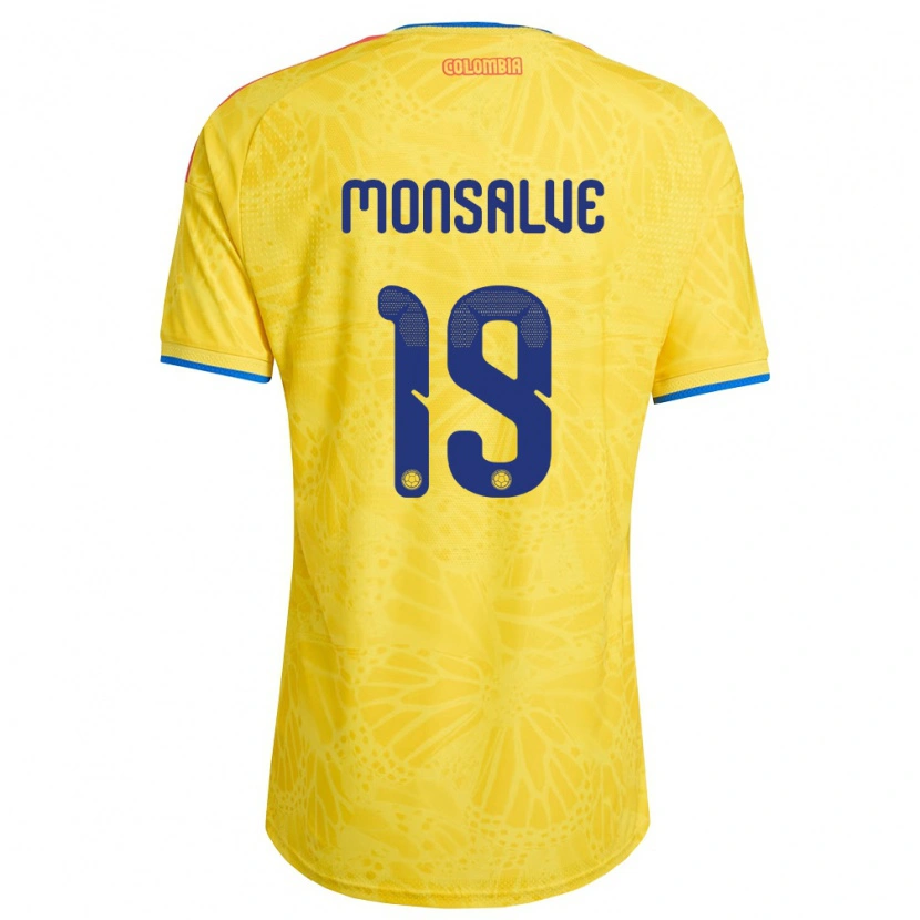 Danxen Mujer Camiseta Colombia Miguel Monsalve #19 Amarillo Azul Rojo 1ª Equipación 26-28 La Camisa
