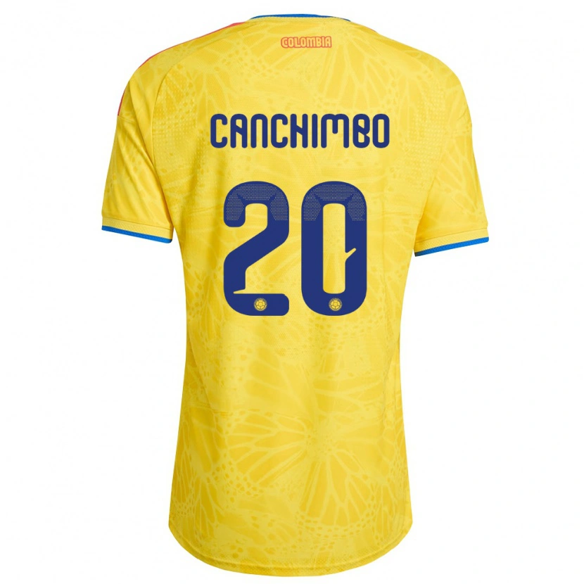 Danxen Mujer Camiseta Colombia Joel Canchimbo #20 Amarillo Azul Rojo 1ª Equipación 26-28 La Camisa